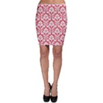 Poppy Red Damask Pattern Bodycon Skirt