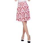 Poppy Red Damask Pattern A-Line Skirt