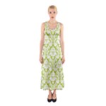 Spring Green Damask Pattern Sleeveless Maxi Dress