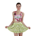 Spring Green Damask Pattern Mini Skirt