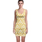 Sunny Yellow Damask Pattern Bodycon Dress