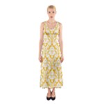 Sunny Yellow Damask Pattern Sleeveless Maxi Dress