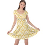 Sunny Yellow Damask Pattern Cap Sleeve Dress