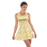 Sunny Yellow Damask Pattern Cotton Racerback Dress