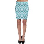 Turquoise Damask Pattern Bodycon Skirt