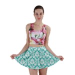 Turquoise Damask Pattern Mini Skirt