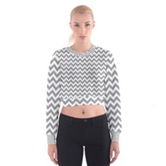 Grey And White Zigzag Women s Cropped Sweatshirt by Zandiepants