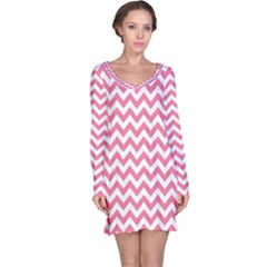 Pink And White Zigzag Long Sleeve Nightdress by Zandiepants
