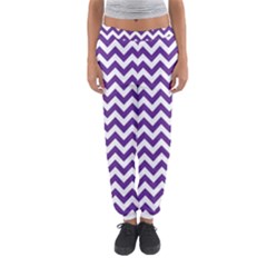 Purple And White Zigzag Pattern Women s Jogger Sweatpants by Zandiepants