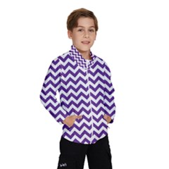 Purple And White Zigzag Pattern Wind Breaker (kids) by Zandiepants