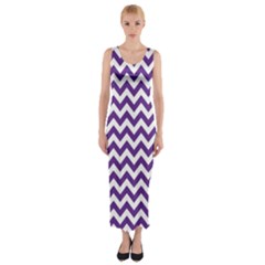 Purple And White Zigzag Pattern Fitted Maxi Dress by Zandiepants
