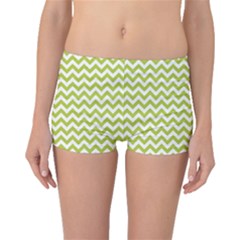 Spring Green And White Zigzag Pattern Boyleg Bikini Bottoms by Zandiepants