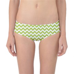 Spring Green And White Zigzag Pattern Classic Bikini Bottoms by Zandiepants