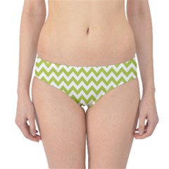 Spring Green And White Zigzag Pattern Hipster Bikini Bottoms by Zandiepants
