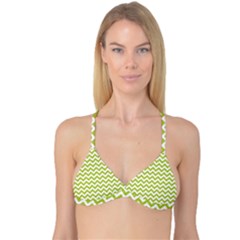 Spring Green And White Zigzag Pattern Reversible Tri Bikini Top by Zandiepants