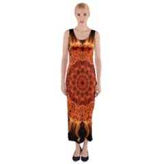 Flaming Sun Fitted Maxi Dress by Zandiepants
