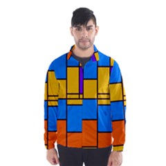 Retro Colors Rectangles And Squares Wind Breaker (men) by LalyLauraFLM