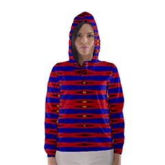 Bright Blue Red Yellow Mod Abstract Hooded Wind Breaker (women) by BrightVibesDesign