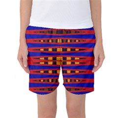 Bright Blue Red Yellow Mod Abstract Women s Basketball Shorts by BrightVibesDesign