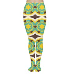 Blue Yellow Flowers Pattern Tights by LalyLauraFLM