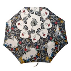 Flower Woman Folding Umbrella  by DryInk