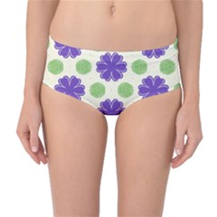 Purple Flowers Pattern        Mid-waist Bikini Bottoms by LalyLauraFLM