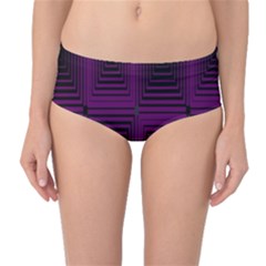 Purple Black Rectangles         Mid-waist Bikini Bottoms by LalyLauraFLM
