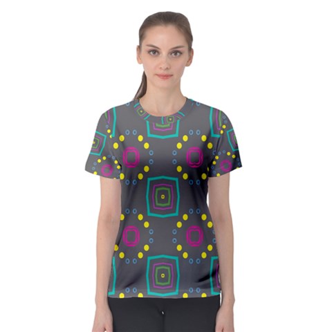 Squares And Circles Pattern Women s Sport Mesh Tee by LalyLauraFLM