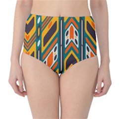Distorted Shapes In Retro Colors   High-waist Bikini Bottoms by LalyLauraFLM