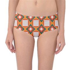 Flowers And Squares Pattern     Mid-waist Bikini Bottoms by LalyLauraFLM