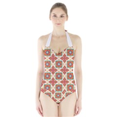 Floral Pattern  Women s Halter One Piece Swimsuit by LalyLauraFLM