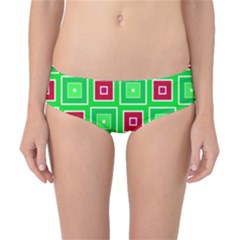 Green Red Squares Pattern    Classic Bikini Bottoms by LalyLauraFLM
