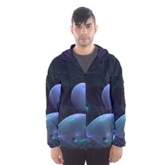 The Music Of My Goddess, Abstract Cyan Mystery Planet Hooded Wind Breaker (men) by DianeClancy