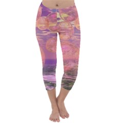 Glorious Skies, Abstract Pink And Yellow Dream Capri Winter Leggings  by DianeClancy