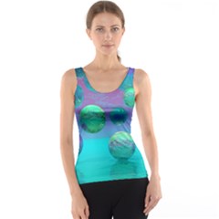 Ocean Dreams, Abstract Aqua Violet Ocean Fantasy Tank Top by DianeClancy