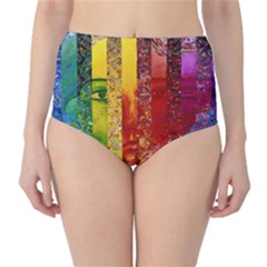 Conundrum I, Abstract Rainbow Woman Goddess  High-waist Bikini Bottoms by DianeClancy