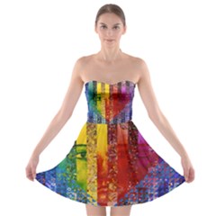 Conundrum I, Abstract Rainbow Woman Goddess  Strapless Dresses by DianeClancy