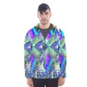 Abstract Peacock Celebration, Golden Violet Teal Hooded Wind Breaker (Men) View1