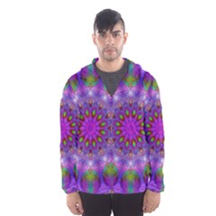 Rainbow At Dusk, Abstract Star Of Light Hooded Wind Breaker (men) by DianeClancy