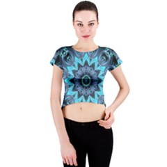 Star Connection, Abstract Cosmic Constellation Crew Neck Crop Top by DianeClancy