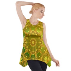 Yellow Green Abstract Wheel Of Fire Side Drop Tank Tunic by DianeClancy