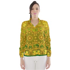 Yellow Green Abstract Wheel Of Fire Wind Breaker (women) by DianeClancy