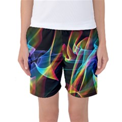 Aurora Ribbons, Abstract Rainbow Veils  Women s Basketball Shorts by DianeClancy