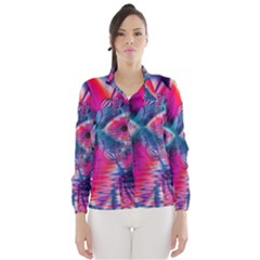 Cosmic Heart Of Fire, Abstract Crystal Palace Wind Breaker (women) by DianeClancy