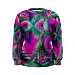 Crystal Flower Garden, Abstract Teal Violet Women s Sweatshirt by DianeClancy