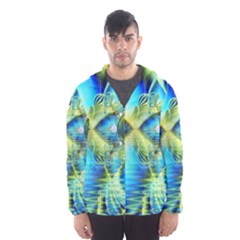 Crystal Lime Turquoise Heart Of Love, Abstract Hooded Wind Breaker (men) by DianeClancy