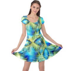 Crystal Lime Turquoise Heart Of Love, Abstract Cap Sleeve Dresses by DianeClancy