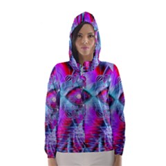 Crystal Northern Lights Palace, Abstract Ice  Hooded Wind Breaker (women) by DianeClancy