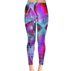 Crystal Northern Lights Palace, Abstract Ice  Winter Leggings  by DianeClancy