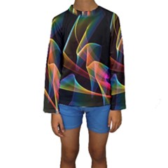 Crystal Rainbow, Abstract Winds Of Love  Kid s Long Sleeve Swimwear by DianeClancy